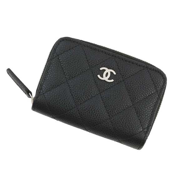 CHANEL Handbags - CHANEL Authentic Black Caviar Leather Logo Wallet